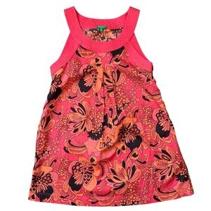United Colors of Benetton Coral Orange Pink Cotton Sleeveless Dress Girls Small